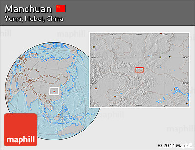 Gray Location Map of Manchuan, hill shading