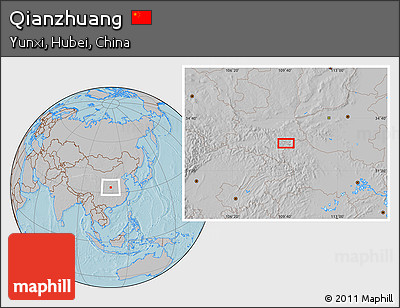 Gray Location Map of Qianzhuang, hill shading