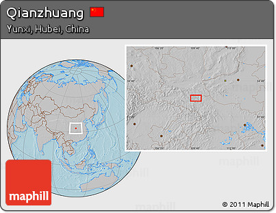 Gray Location Map of Qianzhuang, hill shading