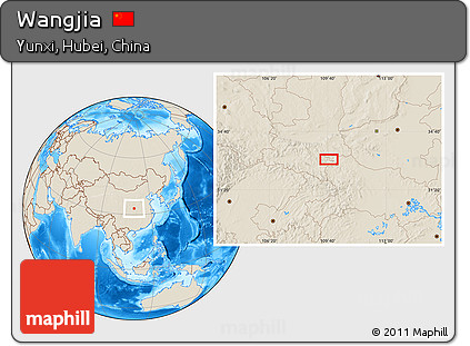 Shaded Relief Location Map of Wangjia