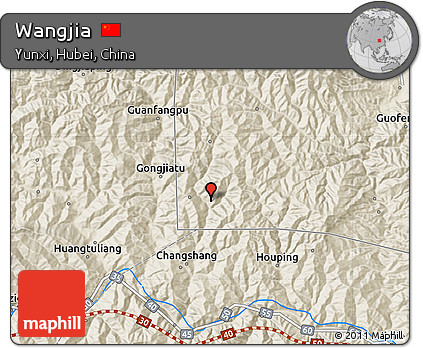 Shaded Relief Map of Wangjia