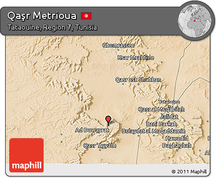 Satellite 3D Map of Qaşr Metrioua