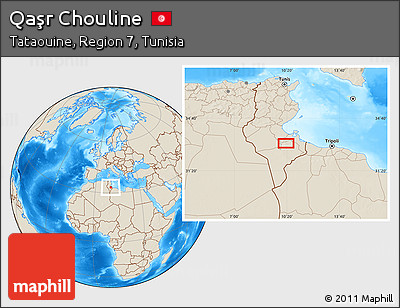 Shaded Relief Location Map of Qaşr Chouline
