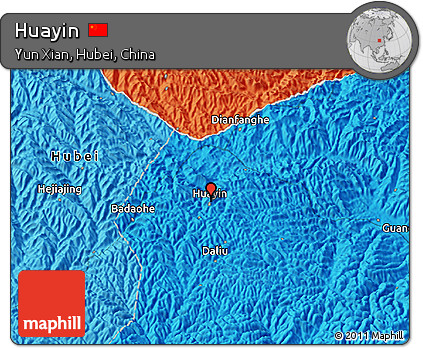 Political 3D Map of Huayin