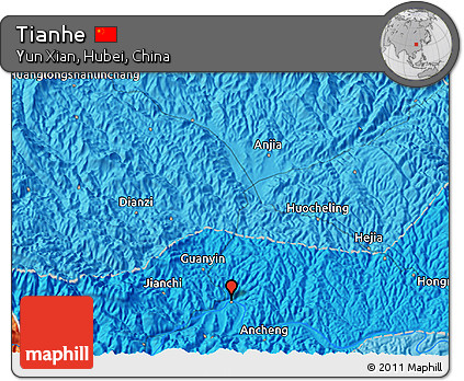 Political 3D Map of Tianhe