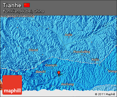 Political 3D Map of Tianhe
