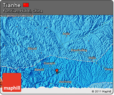 Political 3D Map of Tianhe