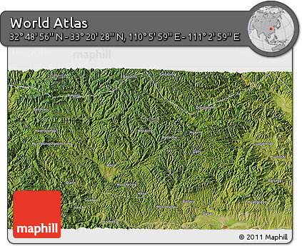 Satellite 3D Map of the Area around 33° 4' 42" N, 110° 34' 29" E