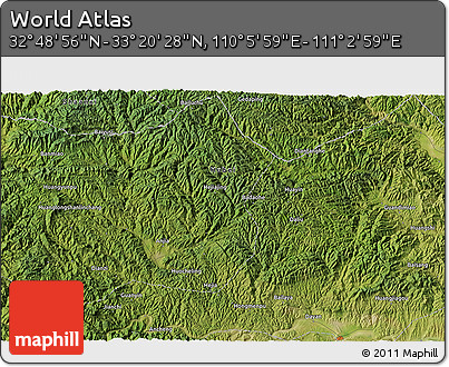 Satellite 3D Map of the Area around 33° 4' 42" N, 110° 34' 29" E