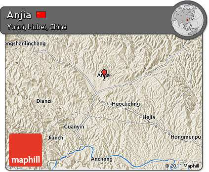 Shaded Relief 3D Map of Anjia