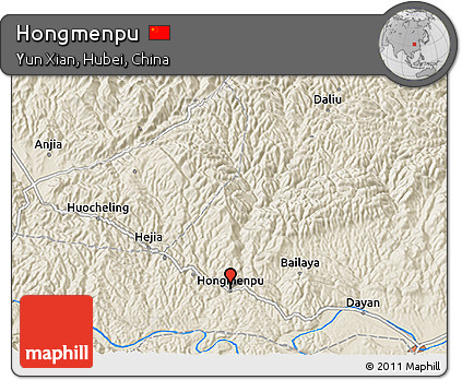 Shaded Relief 3D Map of Hongmenpu