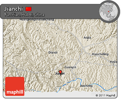 Shaded Relief 3D Map of Jianchi
