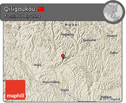 Shaded Relief 3D Map of Qiligoukou
