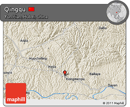 Shaded Relief 3D Map of Qingqu