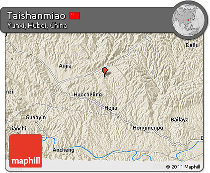 Shaded Relief 3D Map of Taishanmiao