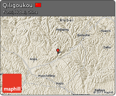 Shaded Relief 3D Map of Qiligoukou