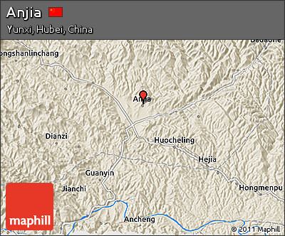 Shaded Relief 3D Map of Anjia