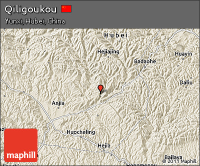 Shaded Relief 3D Map of Qiligoukou