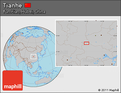 Gray Location Map of Tianhe