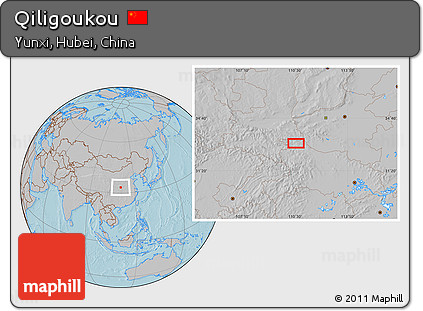 Gray Location Map of Qiligoukou, hill shading