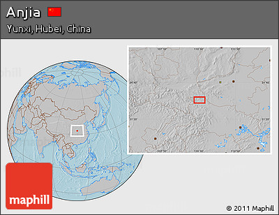 Gray Location Map of Anjia, hill shading