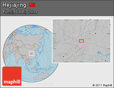 Gray Location Map of Hejiajing, hill shading