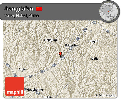 Shaded Relief Map of Jiangjia'an