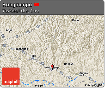 Shaded Relief Map of Hongmenpu