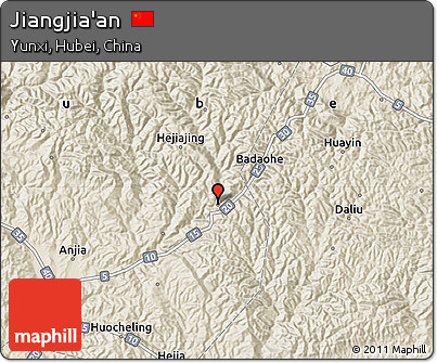 Shaded Relief Map of Jiangjia'an