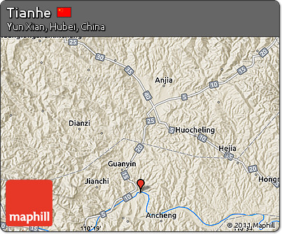 Shaded Relief Map of Tianhe
