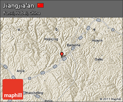 Shaded Relief Map of Jiangjia'an
