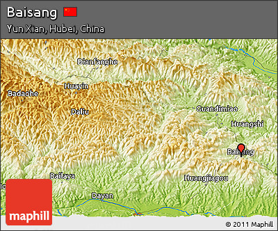 Physical Panoramic Map of Baisang