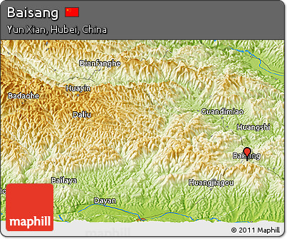 Physical Panoramic Map of Baisang