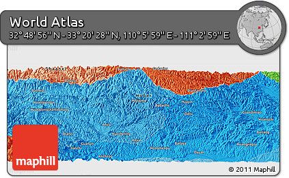 Political Panoramic Map of the Area around 33° 4' 42" N, 110° 34' 29" E