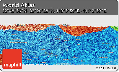 Political Panoramic Map of the Area around 33° 4' 42" N, 110° 34' 29" E