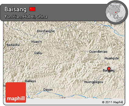 Shaded Relief Panoramic Map of Baisang