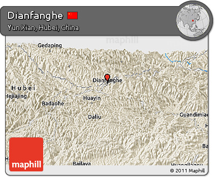 Shaded Relief Panoramic Map of Dianfanghe
