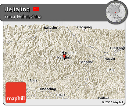 Shaded Relief Panoramic Map of Hejiajing
