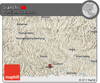 Shaded Relief Panoramic Map of Jianchi