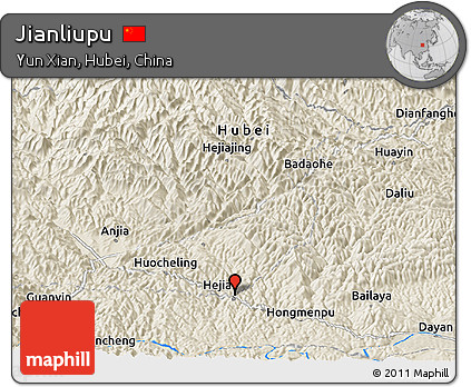 Shaded Relief Panoramic Map of Jianliupu
