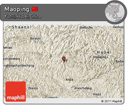 Shaded Relief Panoramic Map of Maoping