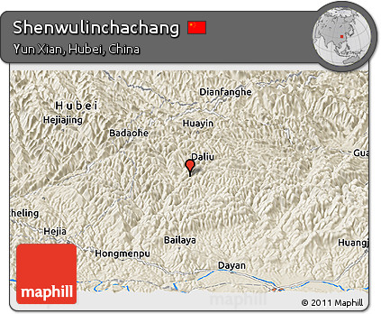 Shaded Relief Panoramic Map of Shenwulinchachang