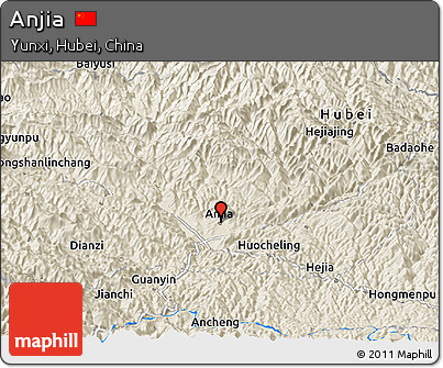 Shaded Relief Panoramic Map of Anjia