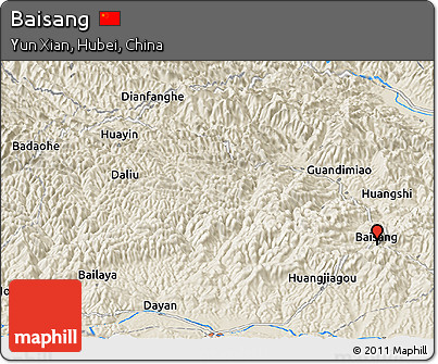 Shaded Relief Panoramic Map of Baisang