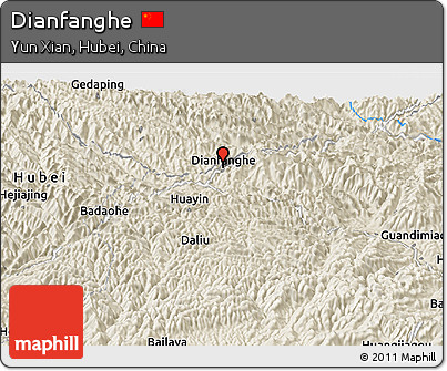 Shaded Relief Panoramic Map of Dianfanghe