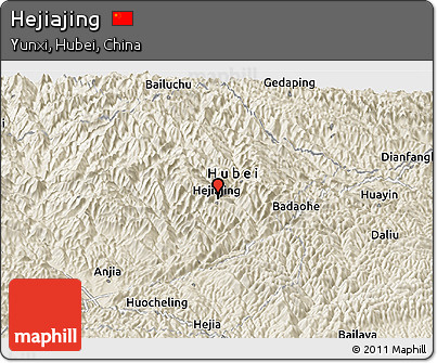 Shaded Relief Panoramic Map of Hejiajing