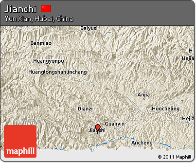 Shaded Relief Panoramic Map of Jianchi