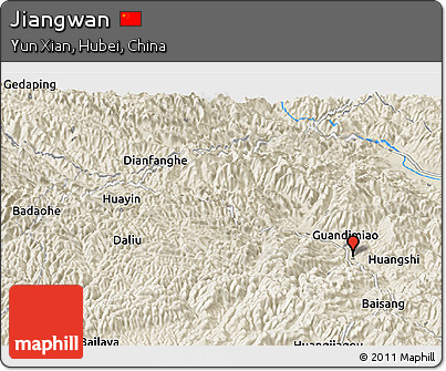 Shaded Relief Panoramic Map of Jiangwan