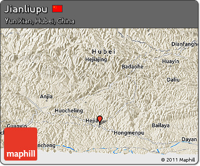 Shaded Relief Panoramic Map of Jianliupu