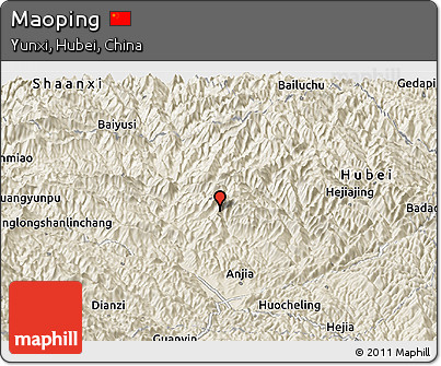 Shaded Relief Panoramic Map of Maoping